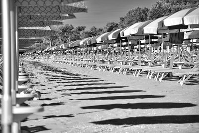 Surface level of chairs on beach