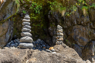 Stack of stones on beach