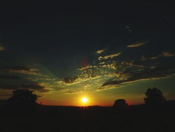 Scenic view of silhouette landscape against sky during sunset