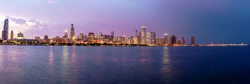 City lit up at night
