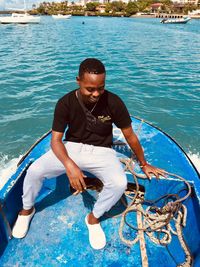 Portrait of man swimming in sea