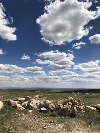 Scenic view of land against sky