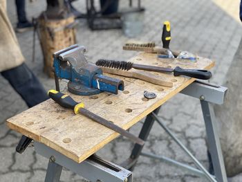 Cropped image of man working at workshop