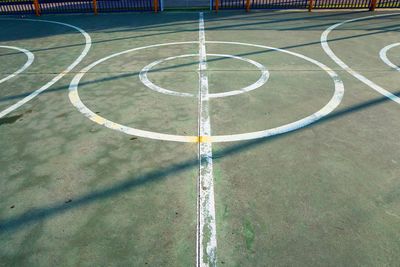 Colorful basketball court in the street in the city