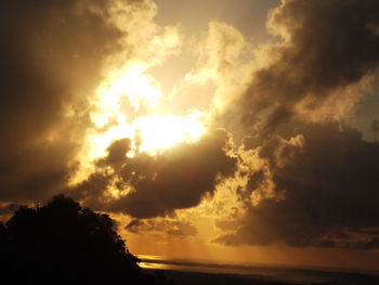 Low angle view of cloudy sky during sunset