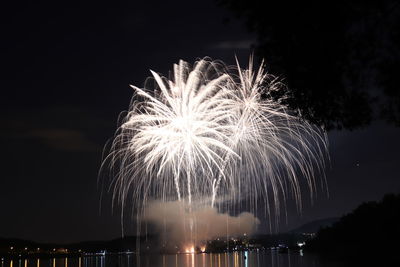 Firework display at night