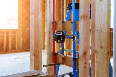 Close-up of pipes on wall