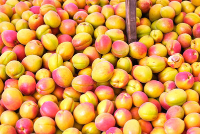 Heap of yellow plums for sale at a market