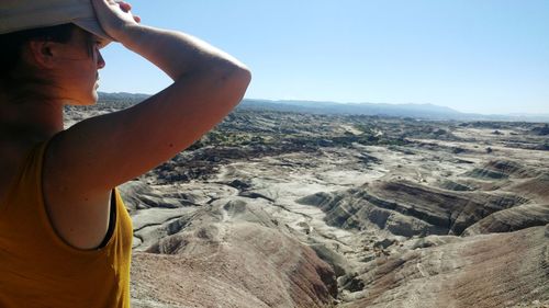 Woman standing at ischigualasto provincial park