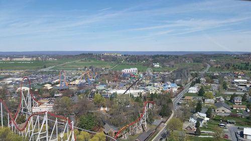 High angle view of amusement park