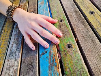 Close-up of cropped wooden door