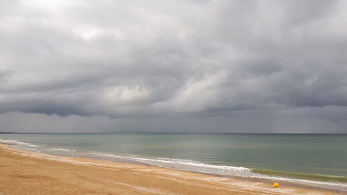 Scenic view of sea against cloudy sky