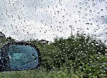 Full frame shot of raindrops on window