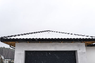 Low angle view of roof and building against sky