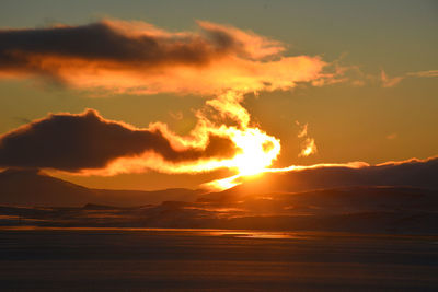 Scenic view of sea against sky during sunset