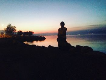 Scenic view of sea at sunset