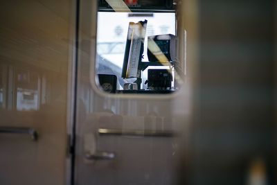 Train seen through window