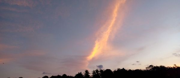 Low angle view of silhouette trees against dramatic sky