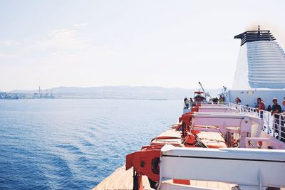 Boat sailing in sea