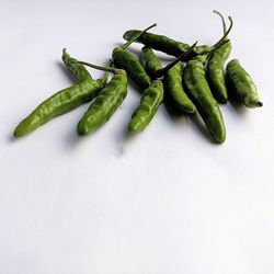 High angle view of chili pepper on table