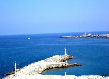 Scenic view of sea against clear sky