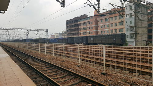 Train on railroad station platform