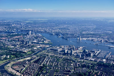 High angle view of cityscape against sky