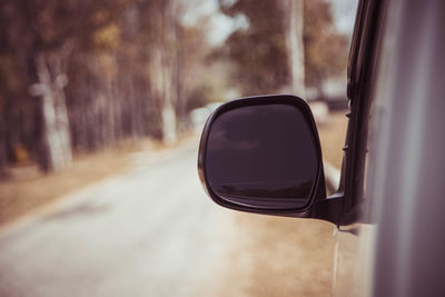 Close-up of side-view mirror