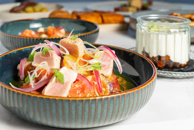 Close-up of food in bowl on table