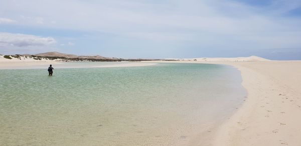 Scenic view of beach against sky