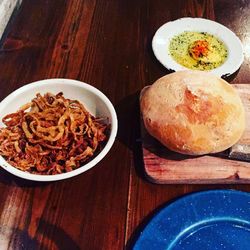 High angle view of food in bowl