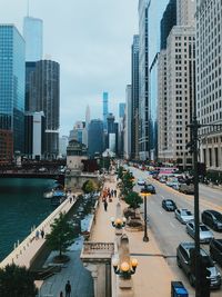 Modern buildings in city against sky