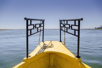 Scenic view of seascape against clear sky