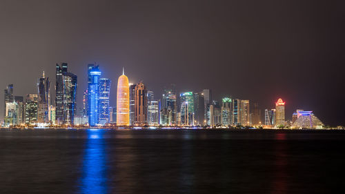 Illuminated city at night