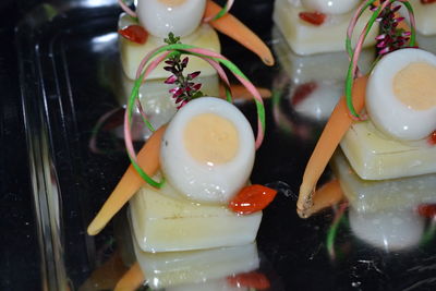 High angle view of breakfast on table