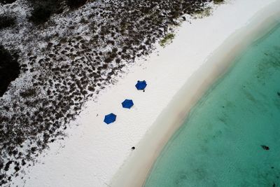 Drone view of beach in los roques, caribbean sea, venezuela
