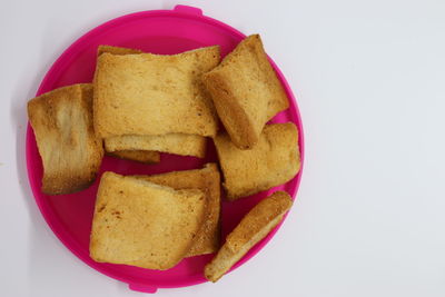 High angle view of dessert in plate