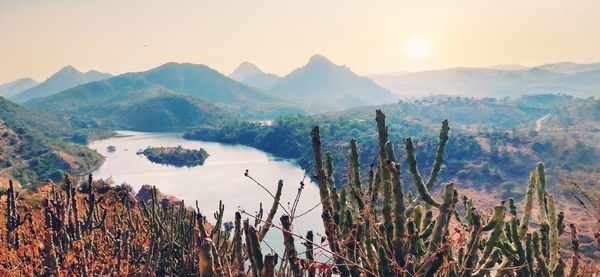 Scenic view of mountains against sky