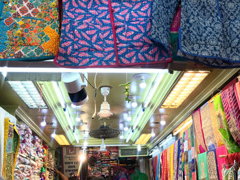 Low angle view of decorations in market