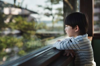 Side view of boy looking away