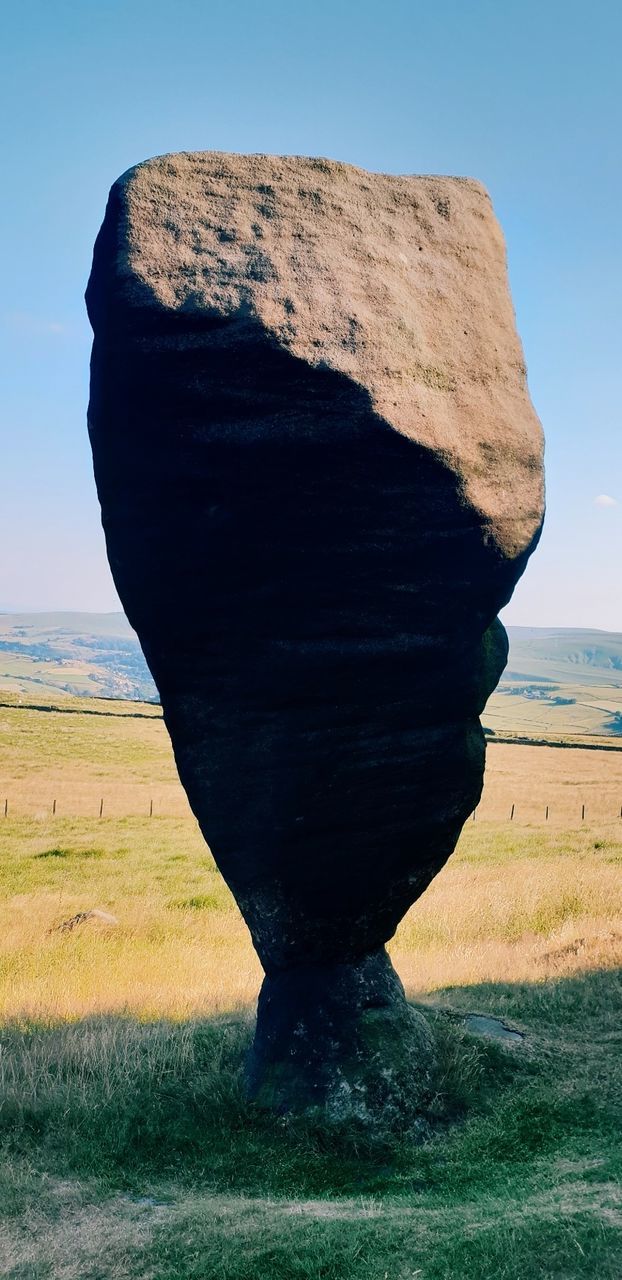 landscape, sky, environment, land, nature, field, day, no people, rock, solid, plant, non-urban scene, rock - object, scenics - nature, outdoors, beauty in nature, geology, rock formation, grass, tranquil scene, eroded, stack rock