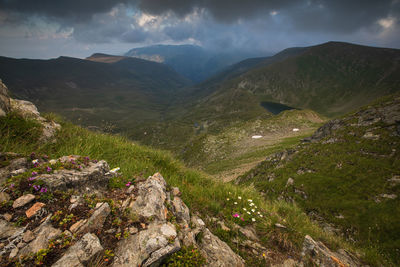 Alpine views from fagaras mountains, romania. summer carpathian landscapes.