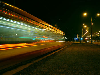 Light trails on street at night