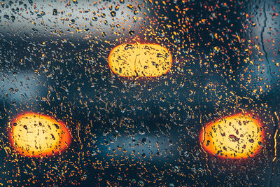 Close-up of heart shape on wet window