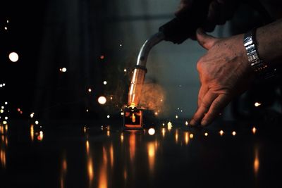 Close-up of welder at work