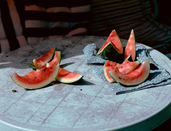 Close-up of food in plate on table