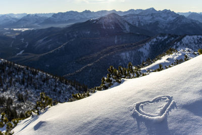 Scenic view of snowcapped mountains