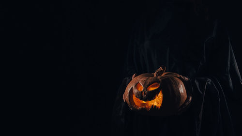 Jack o lantern against black background