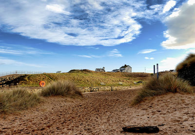 Houses on the headland at seaton sluice in northumberland, england