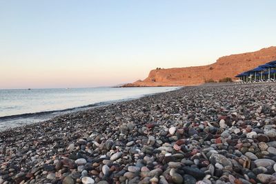 Scenic view of sea against clear sky